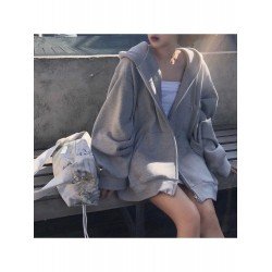 Pure Color Hooded Casual Loose Coats  Pure Color Hooded Casual Loose Coats