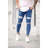  Fashion Pure Color Ripped Men's Denim Jeans