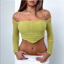  Sexy Pure Color Gauze Women's Crop Top