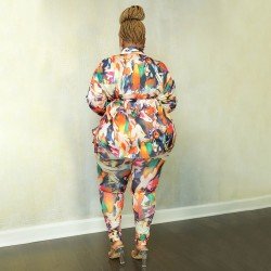 Colorful Printed Matching 2 Piece Trousers Sets Women Colorful Printed Matching 2 Piece Trousers Sets Women