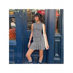 Street Summer Striped Pleated A-line Skirts Street Summer Striped Pleated A-line Skirts
