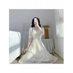 French Lace Embroidered Women's Long Sleeve Dress  French Lace Embroidered Women's Long Sleeve Dress