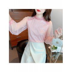 2024 Fall Pure Color Lace Embroidered Women's Top  2024 Fall Pure Color Lace Embroidered Women's Top