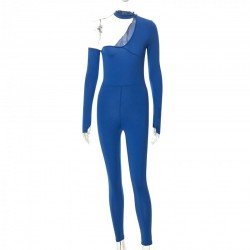  2024 Pure Color Backless Long Sleeve Women's Jumpsuits