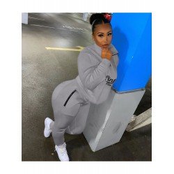  Fashion Letter Printing Zipper Women's Two-Piece Suit