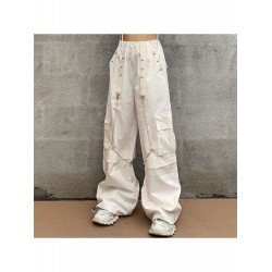 Hip Hop Chain Patchwork Wide Leg Cargo Trousers Hip Hop Chain Patchwork Wide Leg Cargo Trousers