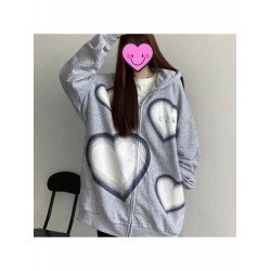 Heart Pattern Black Oversized Hooded Collar Coats Heart Pattern Black Oversized Hooded Collar Coats