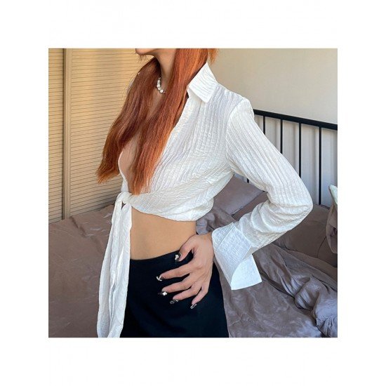  2024 Pure Color Lace Up Women's Cardigan Top