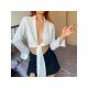  2024 Pure Color Lace Up Women's Cardigan Top