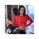 Ruched V Neck Cropped Tops For Fall Ruched V Neck Cropped Tops For Fall
