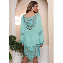 Boho Tassels Hollowed Out Patchwork Dress  Boho Tassels Hollowed Out Patchwork Dress