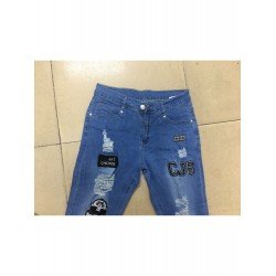 Embroidery White Ripped Jean Trousers For Men Embroidery White Ripped Jean Trousers For Men