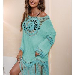  Boho Tassels Hollowed Out Patchwork Dress