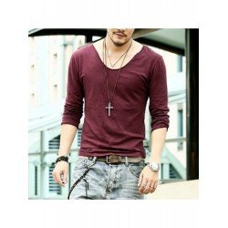 Casual Pure Color Men's Long Sleeve T-Shirt  Casual Pure Color Men's Long Sleeve T-Shirt