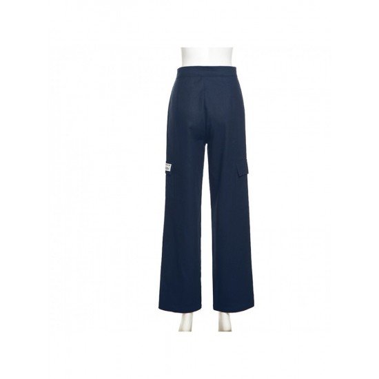 Black Straight Leg High Waist Patchwork Jean Trousers
