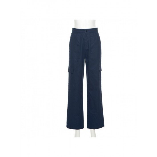 Black Straight Leg High Waist Patchwork Jean Trousers