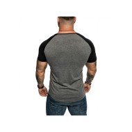  Men Summer Contrast Color Short Sleeve T Shirt