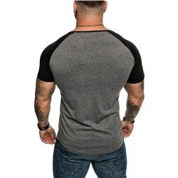 Men Summer Contrast Color Short Sleeve T Shirt