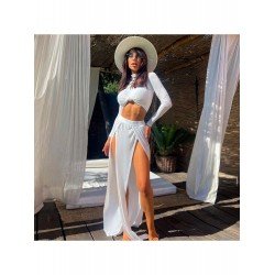 Mock Neck Cropped Top And Slit Maxi Dresses Mock Neck Cropped Top And Slit Maxi Dresses