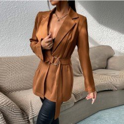 Ladies New Solid Long Sleeve Blazer Coats