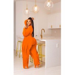  Round Neck Top And Tassels Trouser Women's Sets