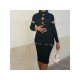  2024 Design Sense Stitching Women's Skirt Suit