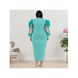 Pure Color Round Neck Long Sleeve Dress  Pure Color Round Neck Long Sleeve Dress
