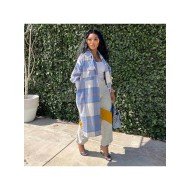 Plaid Spring Long Sleeve Button Down Midi Coats