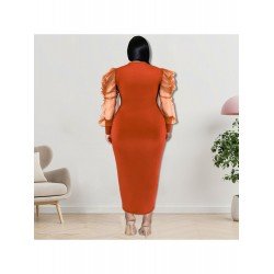 Pure Color Round Neck Long Sleeve Dress  Pure Color Round Neck Long Sleeve Dress
