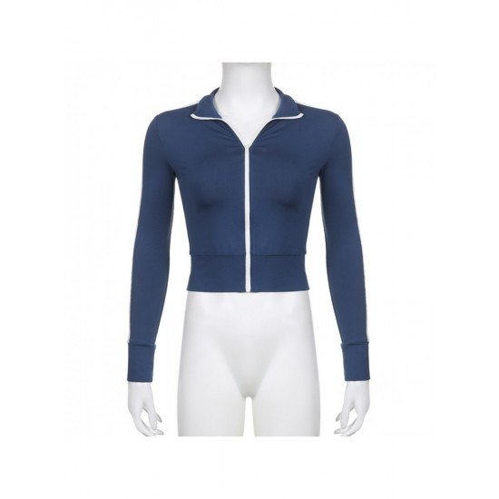 2024 New Contrast Color Letter Women's Short Jacket