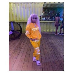 Casual Letter Printing Hooded Two-Piece Set  Casual Letter Printing Hooded Two-Piece Set