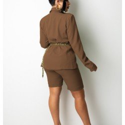  OL Style Pure Color Laple Women's Suit