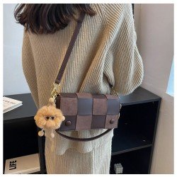 Cute Grid Patchwork Black Shoulder Bags