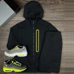 Casual Pure Color Hooded Zipper Men's Long Suit  Casual Pure Color Hooded Zipper Men's Long Suit