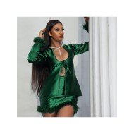  2024 Pure Color Top And Plush Skirt Suit