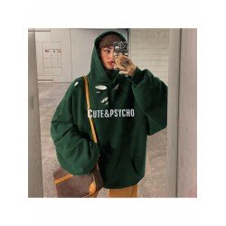  Casual Hooded Ripped Letter Printing Women's Sweater