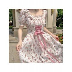 French Sweet Square Collar Floral Women's Dress  French Sweet Square Collar Floral Women's Dress