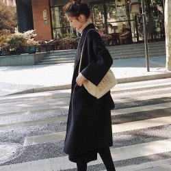  Temperament Pure Color Women's Mid-length Coats