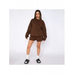 Pockets Solid Sweatshirt And Short Tracksuit Sets Pockets Solid Sweatshirt And Short Tracksuit Sets