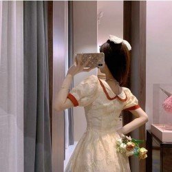  Gentle Style Slim Women's Short Sleeve Dress