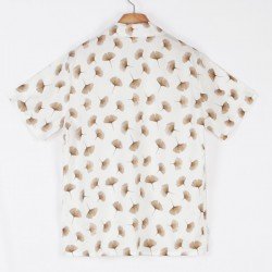 Apricot Leaf Printed Short Sleeve Men Shirts  Apricot Leaf Printed Short Sleeve Men Shirts