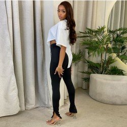  Casual Round Neck Letter Printing Irregular T-Shirt