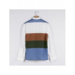 Stand Collar Color Blocking Loose Shirts For Men Stand Collar Color Blocking Loose Shirts For Men