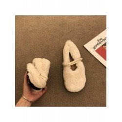 Pure Color Plush Women's Fur Flat Shoes  Pure Color Plush Women's Fur Flat Shoes