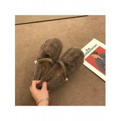 Pure Color Plush Women's Fur Flat Shoes  Pure Color Plush Women's Fur Flat Shoes