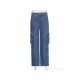  Street High Waist Goldfish Embroidered Denim Jeans