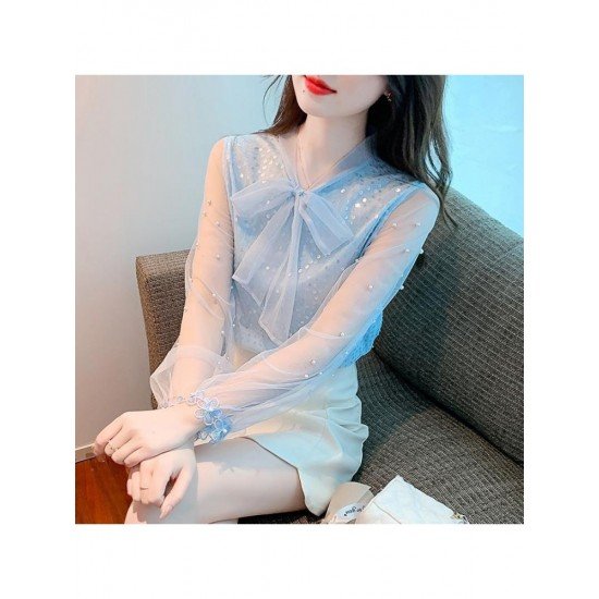  Fall 2024 Pure Color Bow Women's Shirt