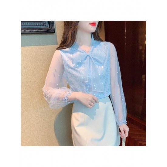  Fall 2024 Pure Color Bow Women's Shirt