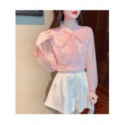  Fall 2024 Pure Color Bow Women's Shirt