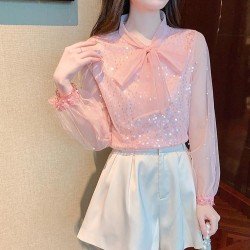 Fall 2024 Pure Color Bow Women's Shirt